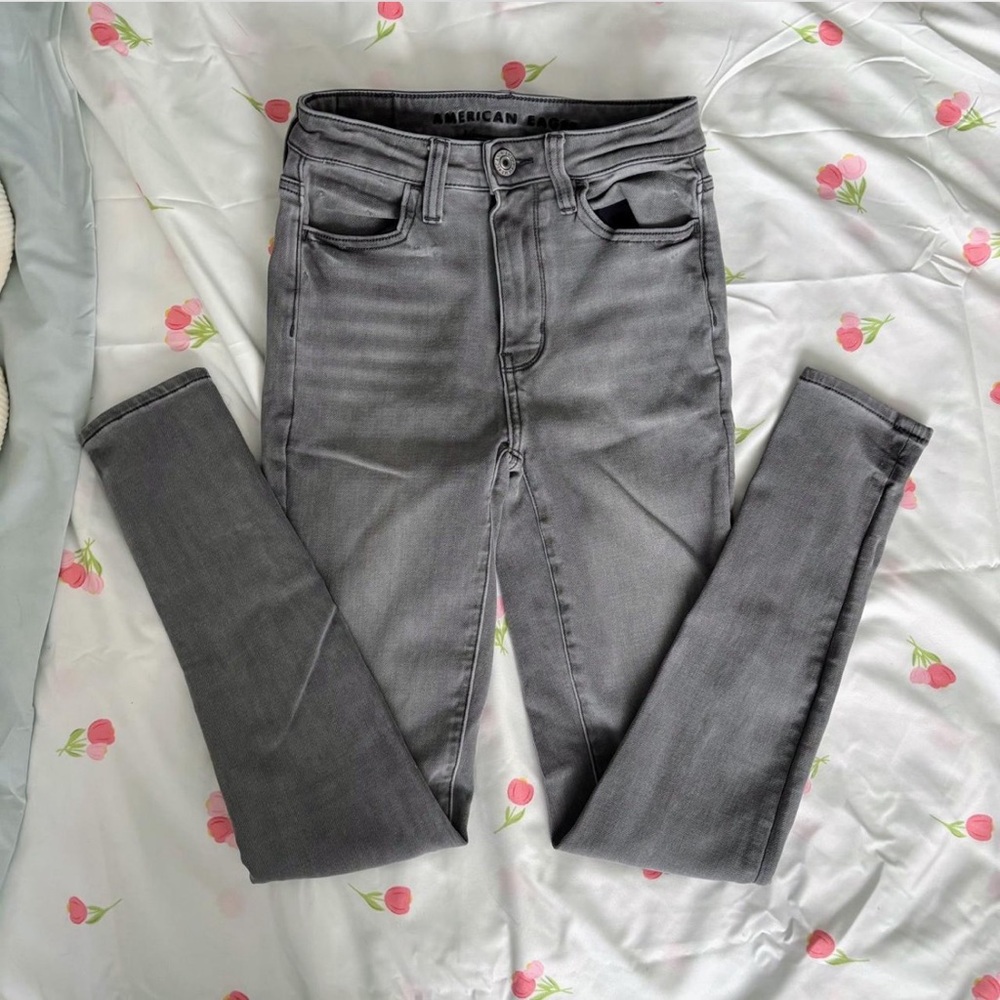 Grey American Eagle Skinny Jeans With Stretch